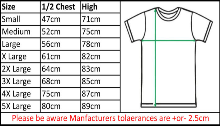 T Shirt Pricing Chart